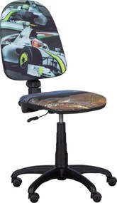 Детски стол Carmen Prestige болид, До 120 кг, Заключване на облегалката във всяка позиция, Коригиране на дълбочина на седалката, Сив/зелен