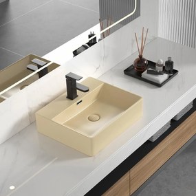 Мивка за баня ICB 5042BEIGE, монтаж върху плот, порцелан, бежов мат, 50x42x13см