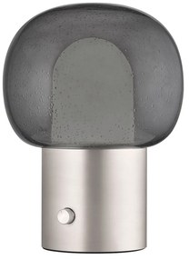 Алуминиева LED настолна лампа в сребрист цвят със стъклен абажур (височина 32 cm) Iris – Blomus