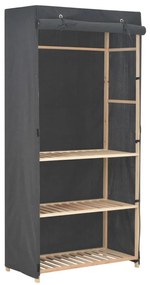 248187 vidaXL Гардероб с 3 рафта, сив, 79x40x170 см, текстил