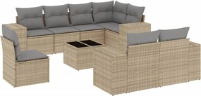 3255186 vidaXL Градински комплект диван с възглавници 9 части бежов полиратан