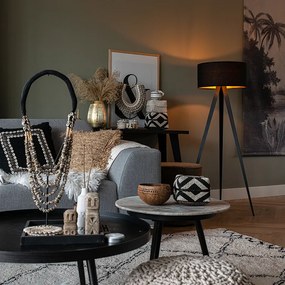 Подова лампа черна с черен абажур и златен интериор - Ilse