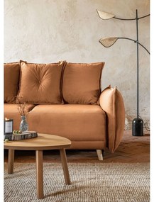 Разтегателен диван от велур в тухлен цвят (ляв ъгъл) Lazy Lukka - Miuform