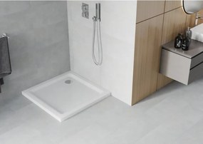 Mexen Flat квадратен душов поддон слим 70 x 70 см, бял, хромиран сифон - 40107070
