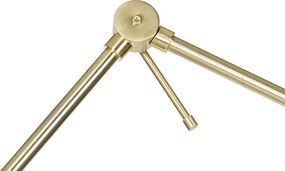 Подова лампа златна регулируема с бял и бежов раиран абажур 50 см - Editor