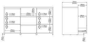 Скрин от дъбов декор в бял и естествен цвят 149x84x48 cm Next – Tvilum