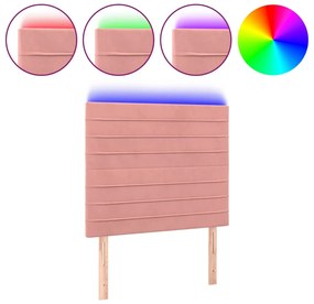 3122611 vidaXL LED горна табла за легло, розова, 100x5x118/128 см, кадифе