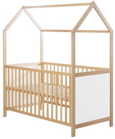 Бебешко креватче Homy Plus-Естествено-Бял