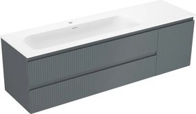 Mexen Rivel шкаф за баня 160 см с мивка Vela лява, 2S, 1D, оребрен, графит/бял мат