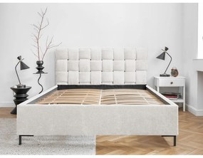Кремаво двойно легло тапицирано с включена подматрачна рамка 140x200 cm Eve – Miuform