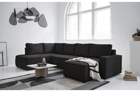Антрацитен разтегателен ъглов диван от рипсено кадифе (ляв ъгъл/"U" форма) Brave Dave – Miuform