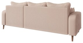 Бежов ъглов диван от рипсено кадифе (десен ъгъл) Beata – Ropez