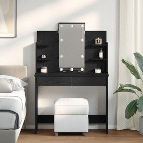 Sonata H Тоалетна маса с LED светлини Черен дъб 96x40x142 см