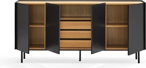 Черен нисък скрин от декор от дъб 165x78 cm Arista – Teulat