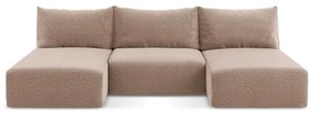 Светлокафяв разтегателен ъглов диван с място за съхранение Kalena – Makamii