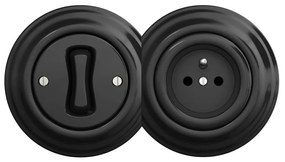 Kliklap - Ретро еднополюсен ключ № 1 и розетка 230V с черна рамка