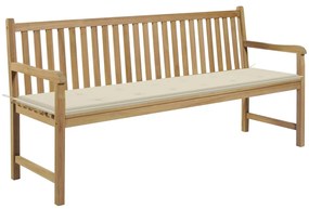 3062786 vidaXL Градинска пейка с кремаво шалте, 175 см, тик масив