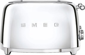 Тостер за хляб SMEG 50's Style TSF03SSEU, 2000W, 4 филии, 6 нива, Тавичка за трохи, Вграден кабел, Неръждаема стомана, Сребрист