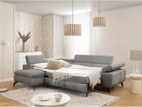 Светлосив шенилов ъглов диван (ляв ъгъл L форма) Marbeya – Ropez