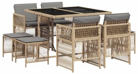 3210960 vidaXL Градински комплект с възглавници 9 части бежов микс полиратан