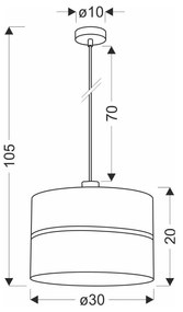 Черна висяща лампа с текстилен абажур ø 30 cm Assam - Candellux Lighting