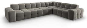 Ъглов диван от сиво кадифе (десен ъгъл) Kendal - Micadoni Home