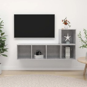 3079803 vidaXL Комплект ТВ шкафове от 2 части, бетонно сив, инженерно дърво