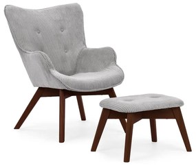 Сив фотьойл с табуретка от рипсено кадифе Niko – Ropez