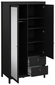 Черен гардероб с огледало 102x199x58 cm Madrid – Tvilum