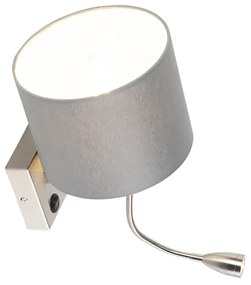 Интелигентна стенна лампа стомана с сив абажур с WiFi A60 - Brescia