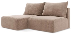 Светлокафяв разтегателен ъглов диван с място за съхранение (ляв ъгъл) Kalena – Makamii