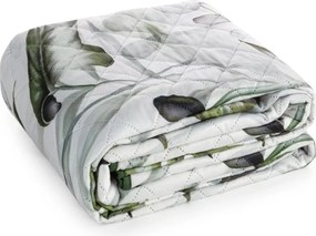 Кадифено ватирано одеяло - модел на тропически листа от монстера Ширина: 220 см | Дължина: 240 см