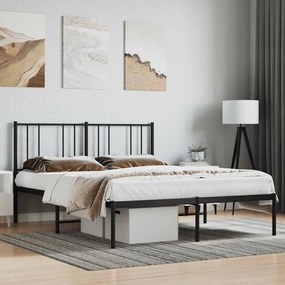 352478 vidaXL Метална рамка за легло с горна табла, бяла, 120x200 см