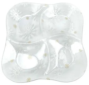 Стъклена чиния с коледен мотив за сервиране ø 28,5 cm Frosty Flakes – Dakls