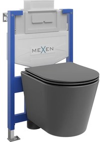 Mexen комплект за вграждане WC с рама Fenix XS-U с тоалетна Rico и забавяща се седалка, тъмен сив мат - 68530724071