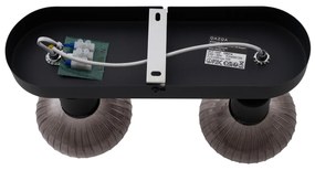 Кръгла таванна лампа с два източника на светлина, черен цвят с опушено стъкло - Teddy