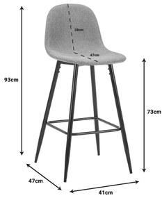 Бар стол Бела кадифе 327-000017 цвят тъмно сив-черен