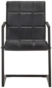 3065692 vidaXL Конзолни трапезни столове, 6 бр, черни, естествена кожа