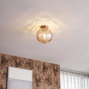 Дизайнерско таванно осветление месинг с кехлибарено стъкло - Pillon