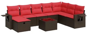 3325550 vidaXL Градински комплект диван с възглавници 9 части кафяв полиратан