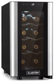 Klarstein Reserva 8 Slim Uno, охладител за вино, 23 литра, 8 бутилки, 11 - 18 ° C, 26 dB, неръждаема стомана