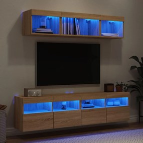 3216720 vidaXL ТВ стенни модули с LED, 5 части, сонома дъб, инженерно дърво