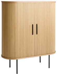 Шкаф за вино от дъбов декор с плъзгащи се врати в естествен цвят 100x118x40 cm Nola – Unique Furniture