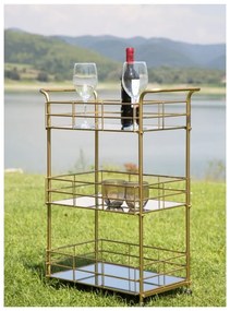 Количка за сервиране на 3 нива със златен дизайн Reo Carrello - Mauro Ferretti