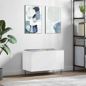 Sonata H Шкаф за винилови плочи бял гланц 74,5x38x48 см инженерно дърво