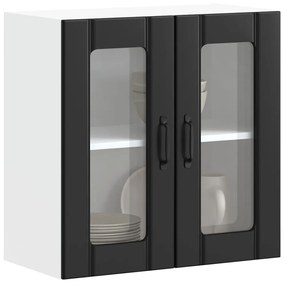 853908 vidaXL Кухненски стенен шкаф със стъклена врата Lucca черен
