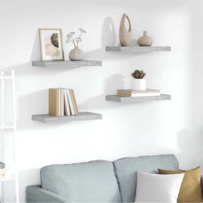 326596 vidaXL Окачени стенни рафтове, 4 бр, бетонно сиви, 50x23x3,8 см, МДФ