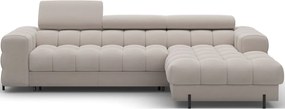 Бежов кадифен разтегателен ъглов диван с място за съхранение (десен ъгъл) Felro – ELTAP