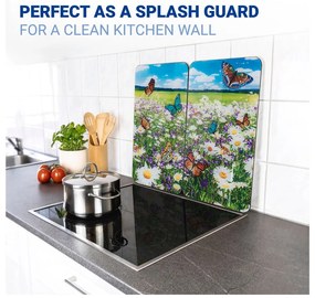 Капаци за печка 2 бр. от закалено стъкло 52x30 cm Summer Meadow – Maximex