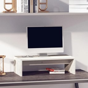 813925 vidaXL Поставка за монитор, бяла, 50x27x15 см, бор масив